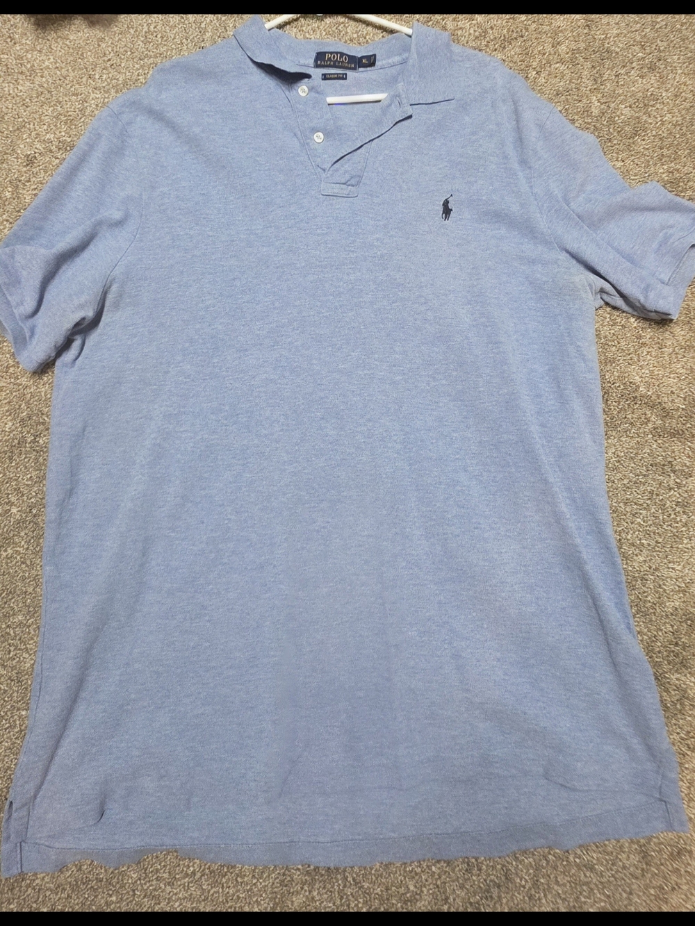Ralph Lauren Men's Heather Light Blue Polo Shirt